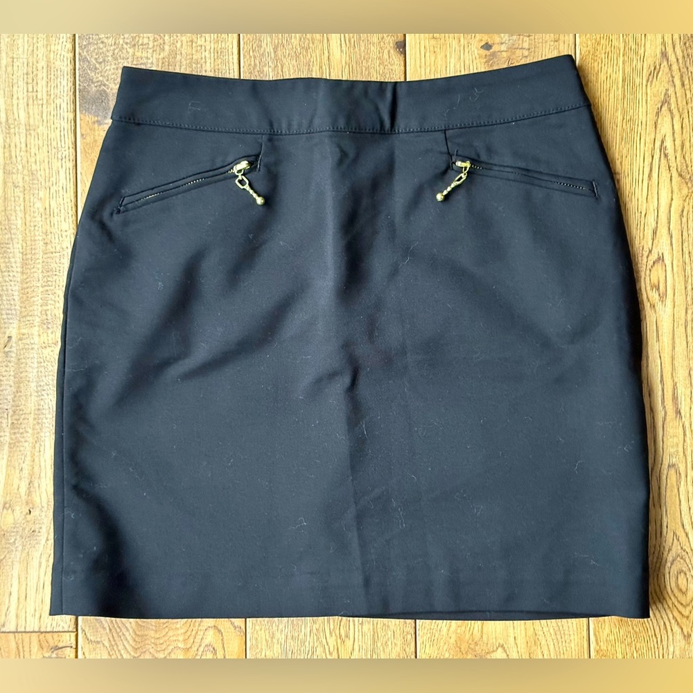H&M Black Mini Skirt with Decorative Gold Zippers - Size 6